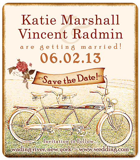 "Vintage Tandem" Save the Date Magnet